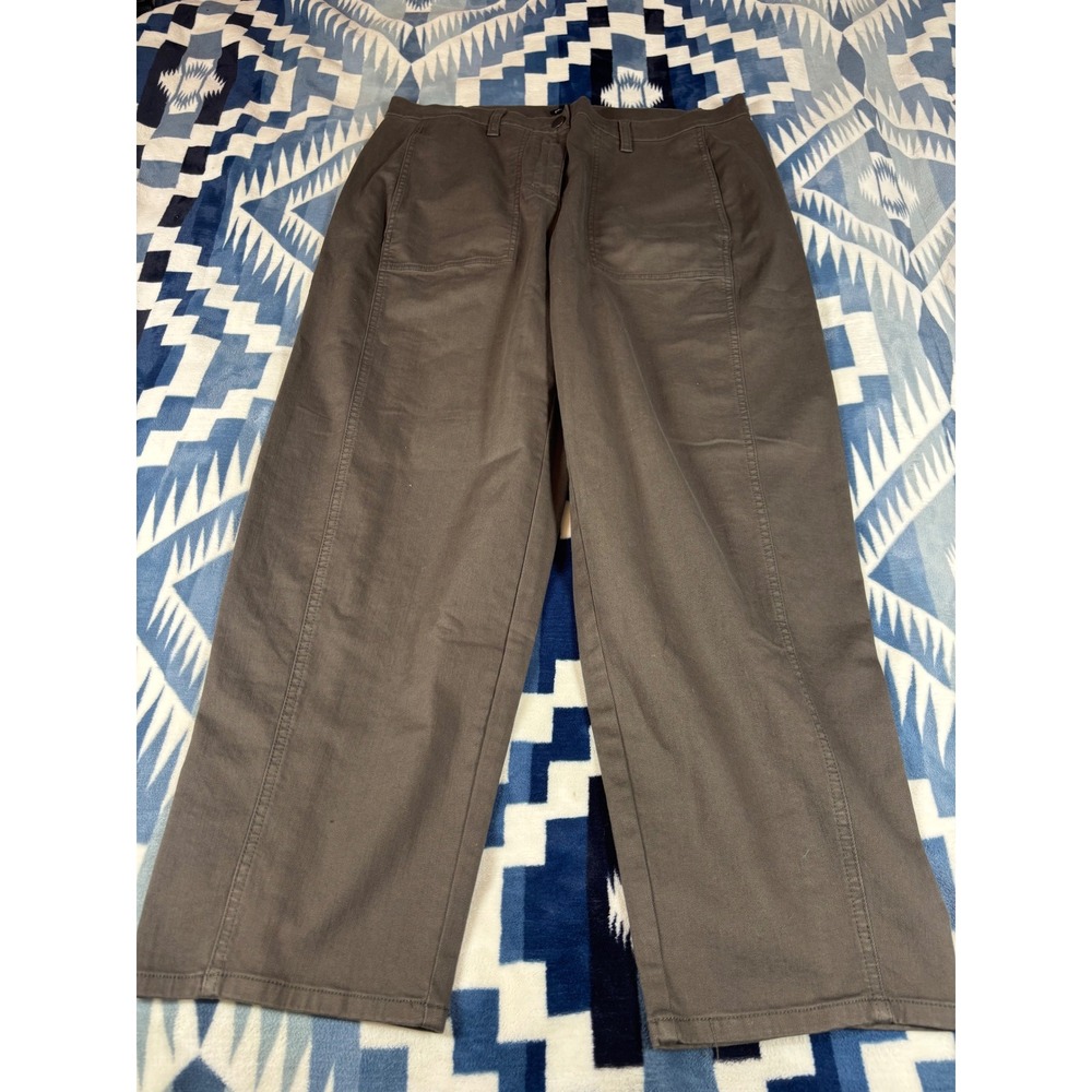 Eileen Fisher Womens Large Taupe Brown Wide Leg Utility Patch Pocket Pants